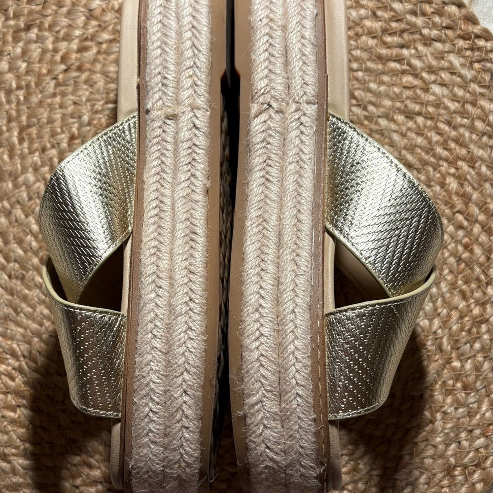 Sam Edelman Metallic Gold Cross Strap Sandals - Picture 3 of 6